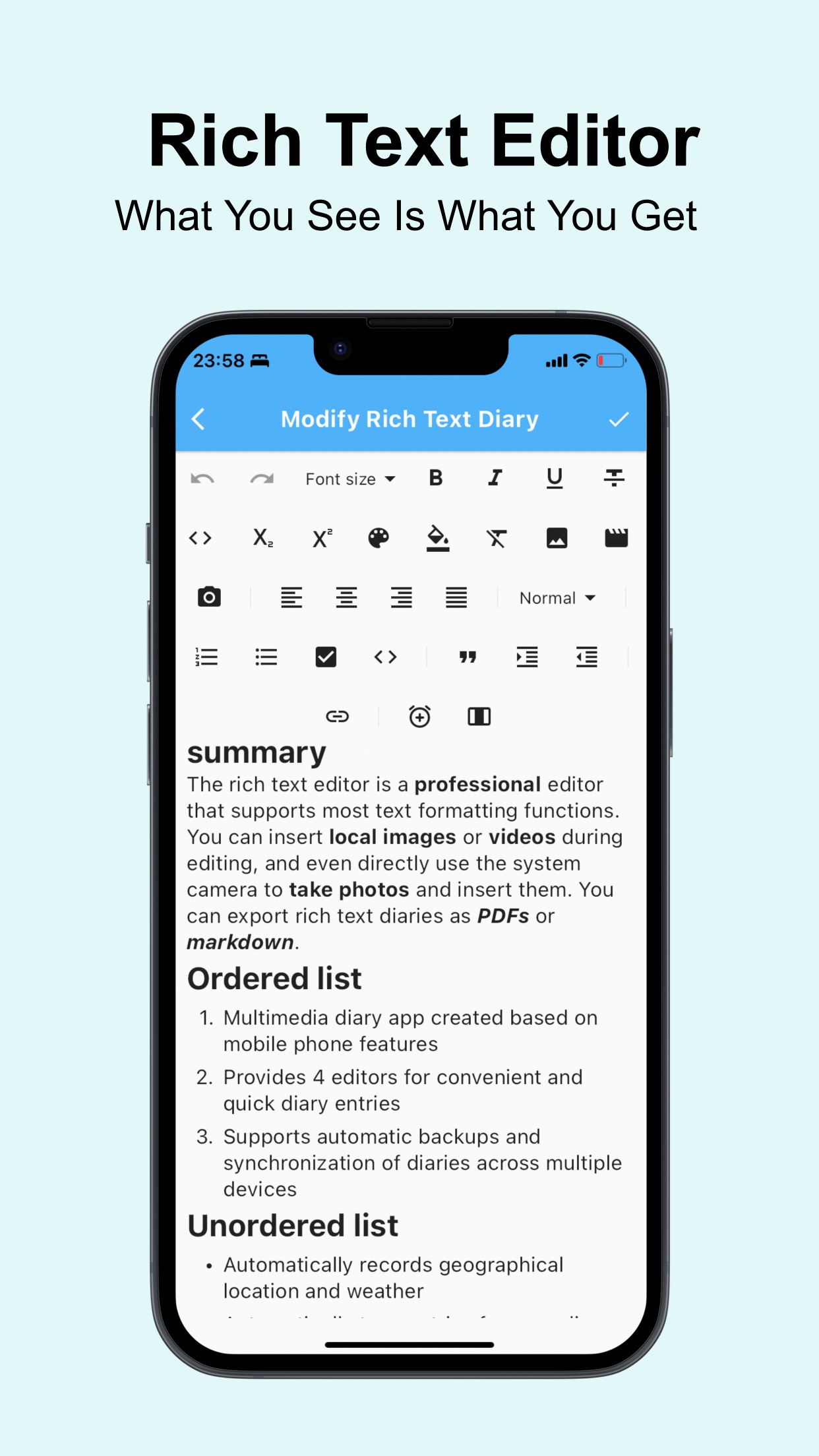 OneDiary App that supports backup and sync diaries across devices